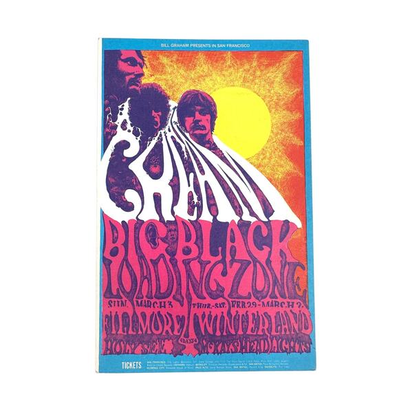 Cream Postcard Fillmore 1968 Big Black Loading Zone Bill Graham Vintage Handbill - Picture 1 of 2